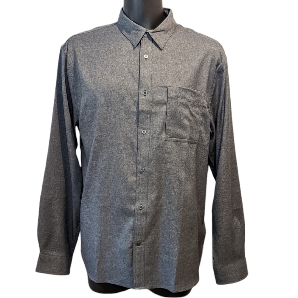 KARBON moisture wicking grey button front shirt XL